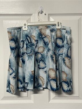 Lilys Beverly Hills Mini Tennis Skirt 16 Blue Palm Print Pleat Golf Vintage 90s